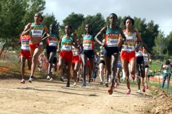 Meselech Melkamu (front, right), seen here at the World Cross-Country Championships this year, ran a sensational 10,000m in Utrecht on Sunday. © www.photorun.net