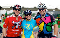 Uta with new biking friends Peter and Peter.  © Photo courtesy of the Pan-Mass Challenge