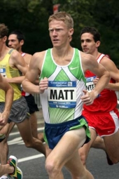 KIMbia's Matt Tegenkamp en route to third place in the Fifth Avenue Mile. © Victah Sailer