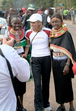 Meyer with Tegla Loroupe at Loroupe's Peace Run, November 2006. © Private