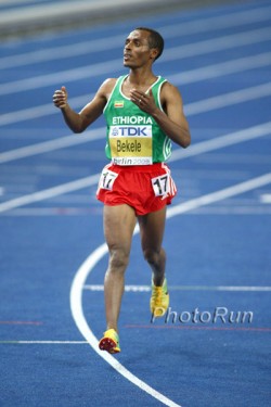 Arguably the best long-distance runner ever, Kenenisa Bekele wins the elusive distance double at the World Championships. © www.PhotoRun.net