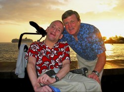 Dick and Rick in Hawaii—the famous team has competed through four decades. © Courtesy of Team Hoyt