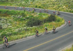 Cyclists ascend a mountain switchback along the scenic ride. © Kristin Anderson/Vail Daily