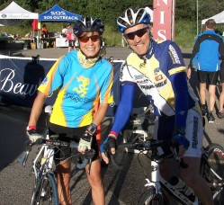 Together with Joe Friel at the start of the 100-mile Ride in Beaver Creek. Joe pulled and inspired us through the scenic course. © Take The Magic Step/Dieter Hogen