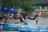 Tom Nyariki wins the inaugural NYC Half Marathon. © Victah Sailer