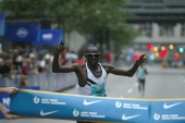 Tom Nyariki wins the inaugural NYC Half Marathon. © Victah Sailer
