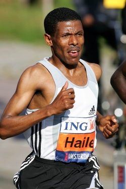 Haile Gebrselassie, shown here winning last year's Amsterdam Marathon, also won in Fukuoka. © www.photorun.net