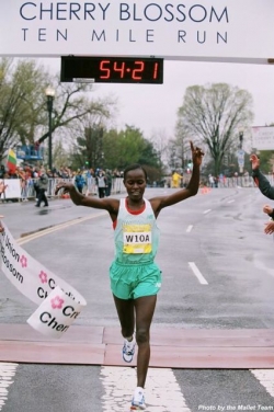 Lineth Chepkurui, seen here winning the Cherry Blossom 10-Miler, was just as dominant at Bay to Breakers. © Bob Mallet