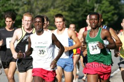 High school students Sintayehu and Ayalew Taye running relaxed at the 2006 Beach to Beacon 10K. © Victah Sailer