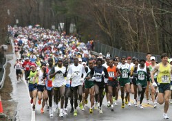 The hilly course of the Boston Marathon challenges thousands of runners each year. © www.PhotoRun.net