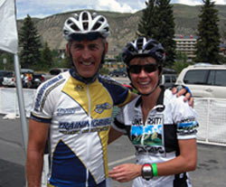 Joe Friel and Uta at the finish line. © 2008 Joe Friel
