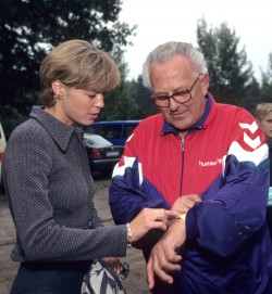 My first coach, Heinz Lüdemann, showing me his new watch during one of the youth track meets in 1996 in my hometown. © Victah Sailer/Take The Magic Step