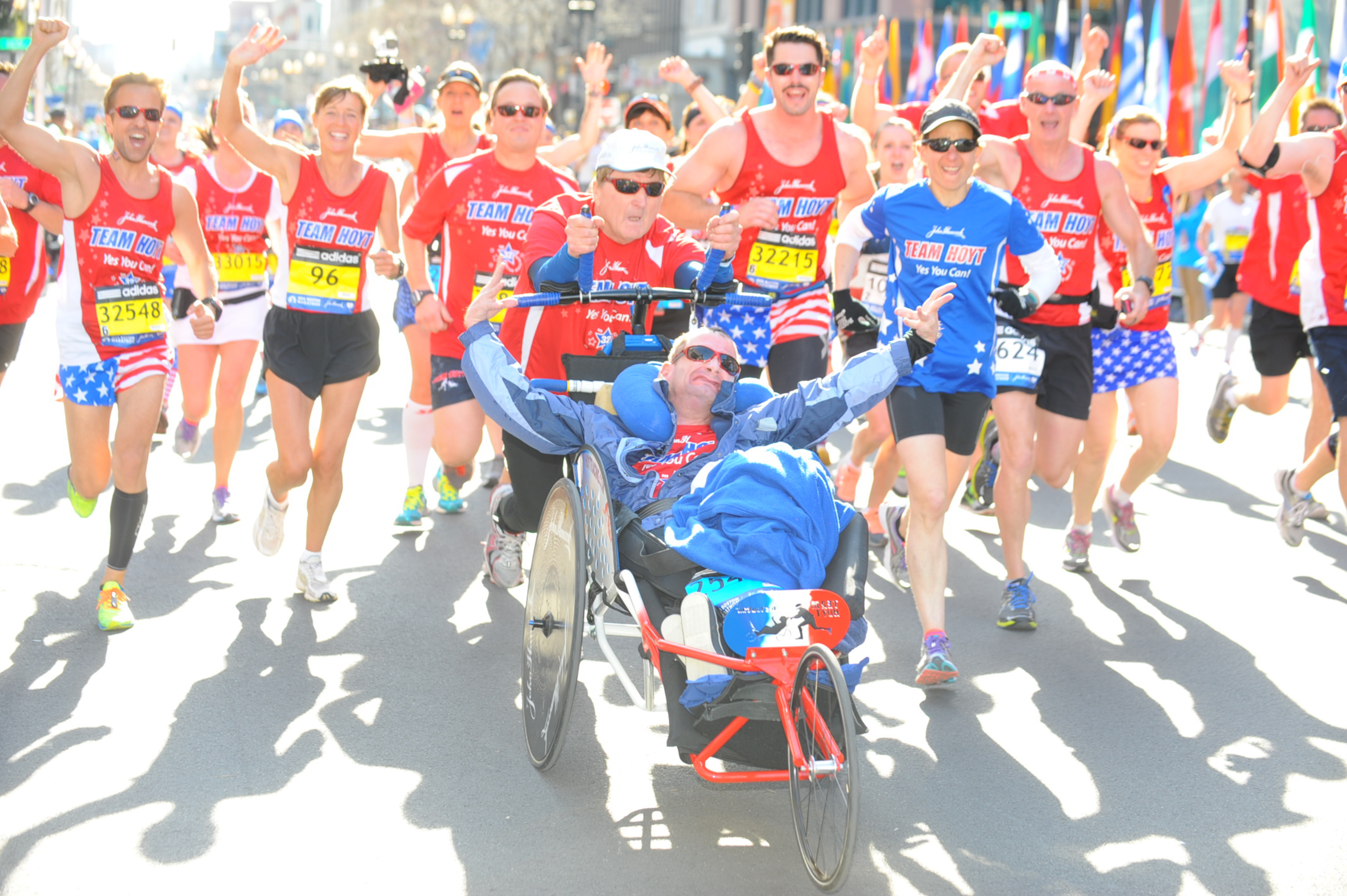 ...together with Dick and Rick and our Hoyt Foundation team at the Boston Marathon 2014. © MarathonFoto