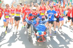 ...together with Dick and Rick and our Hoyt Foundation team at the Boston Marathon 2014. © MarathonFoto