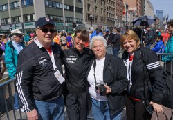Bryan's parents, Kathy Boyer, Uta at the finish line in Boston. © Michael Reger