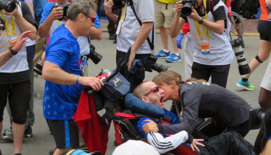 Joy on Boylston Street as Team Hoyt Brings its Last Marathoner Home