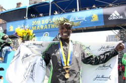 Caroline Kilel smiles after winning the 115th Boston Marathon. © www.PhotoRun.net