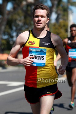 Bobby Curtis, seen here at the 2014 Carlsbad 5000, was the fastest American runner in the elite men’s field. © www.PhotoRun.net