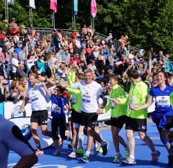 50 meters before the finish line together with the RTL charity marathon relay. © Take The Magic Step