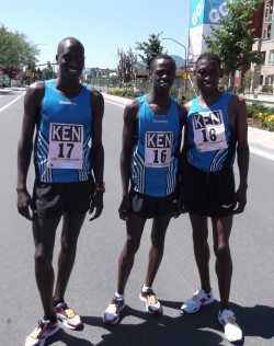 Team Kenya: Lani Rutto (left), men’s winner Allan Kiprono (middle), and John Korir (right). © Take The Magic Step®
