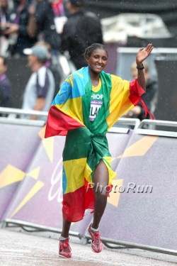 Olympic champion Tiki Gelana, pictured here at the 2012 Olympics in London, will compete in New York City. © www.PhotoRun.net