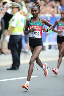 Priscah Jeptoo, seen here at the World Athletics Championships last year, set a new event record in São Paulo. © www.photorun.net