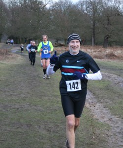 John is enjoying his cross-country event—one of many club races. © Courtesy of Blackheath and Bromley Harriers
