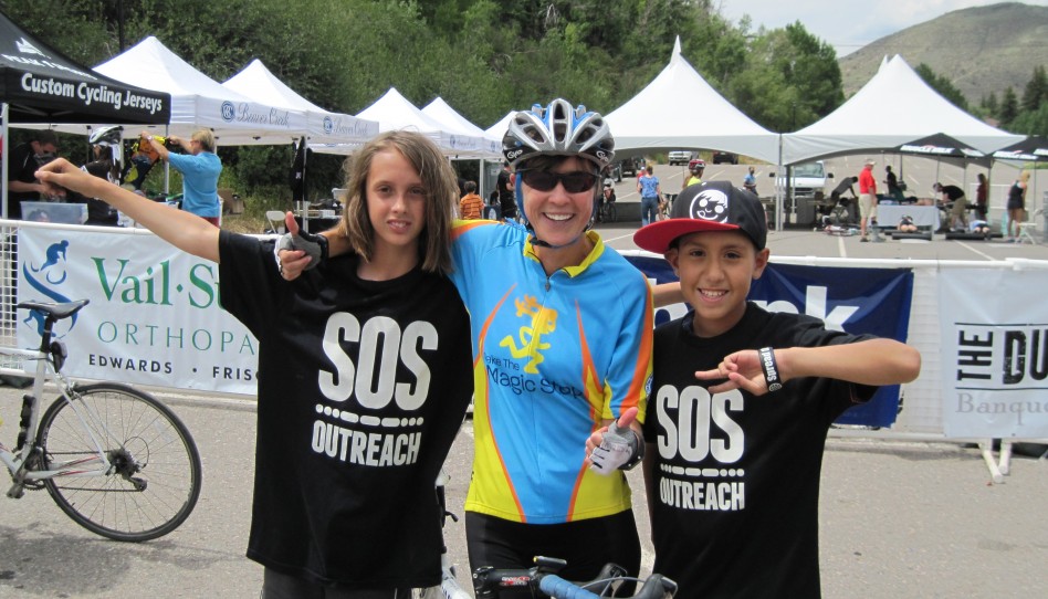 The Cyclists of the Beautiful Colorado-Eagle River Ride Say Thank You to the Children and Students of SOS Outreach