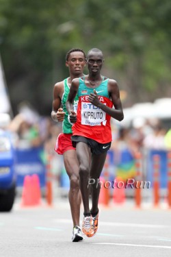 The silver and bronze medalists Vincent Kipruto and Feyisa Lelisa. © www.PhotoRun.net