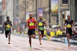 Tyson Gay won the 150 meters in Manchester. © Great CityGames/Pete Langdown