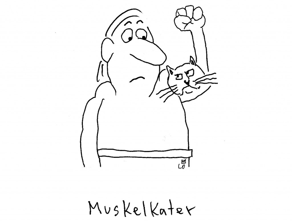 The German word “Muskelkater”—“Muscle Cat” in English—expresses muscle fatigue after a workout. © Lo Graf von Blickensdorf