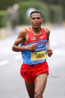 Zersenay Tadese, seen here at the 2009 World Half Marathon Championships, was the fastest out of 35,000 runners in Madrid. © www.photorun.net