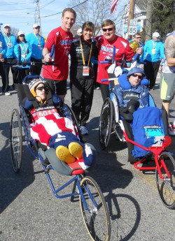 Dick, Rick, and Uta together with Ted Painter and Nick Draper at the Starting Line. Ted and Nick finished the marathon in an astonishing time of 3:13:15. © Jay Foley